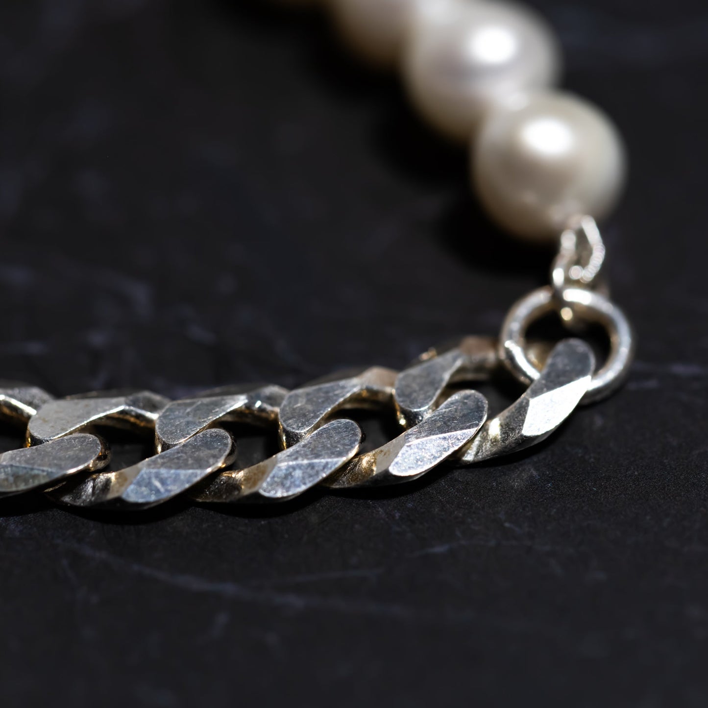 HALF PEARL CUBAN CHAIN IN SILVER