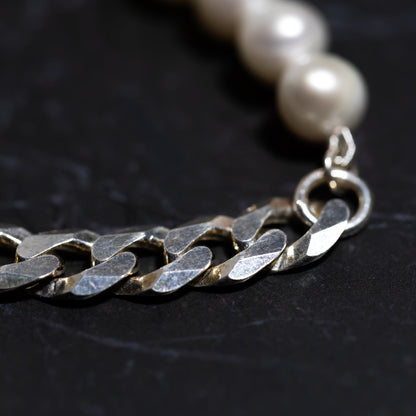 HALF PEARL CUBAN CHAIN IN SILVER