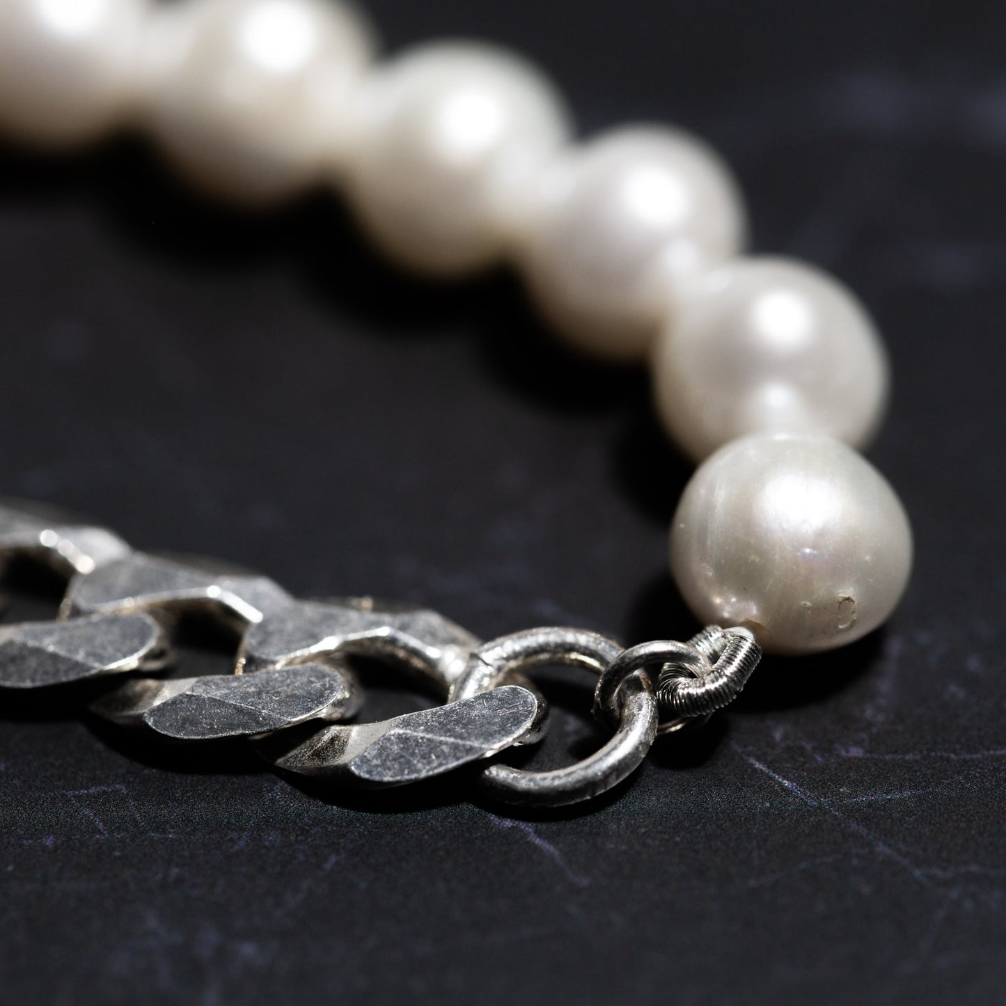 HALF PEARL CUBAN CHAIN IN SILVER