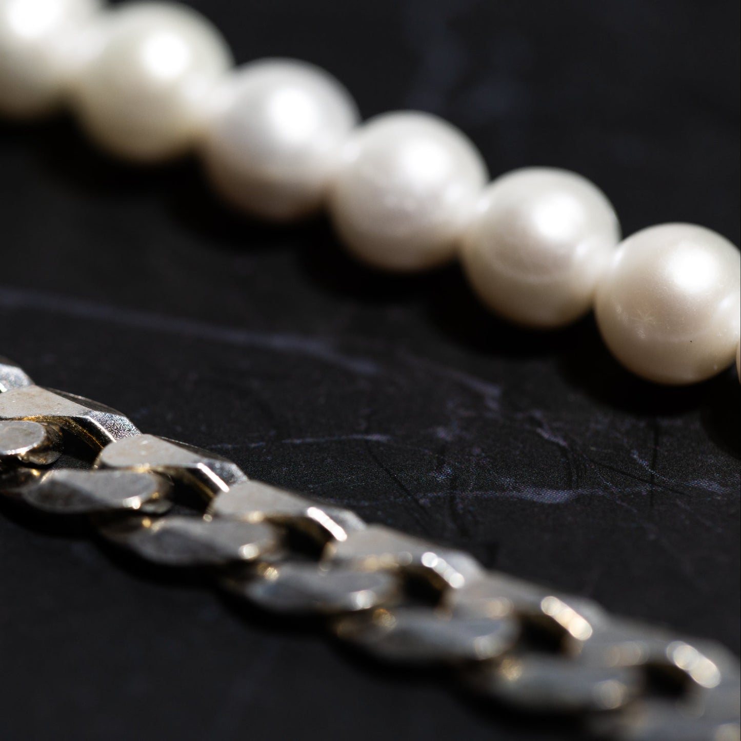 HALF PEARL CUBAN CHAIN IN SILVER