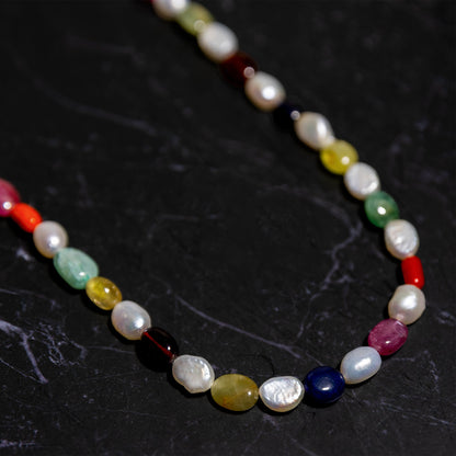 GEMSTONE AND PEARL NECKLACE